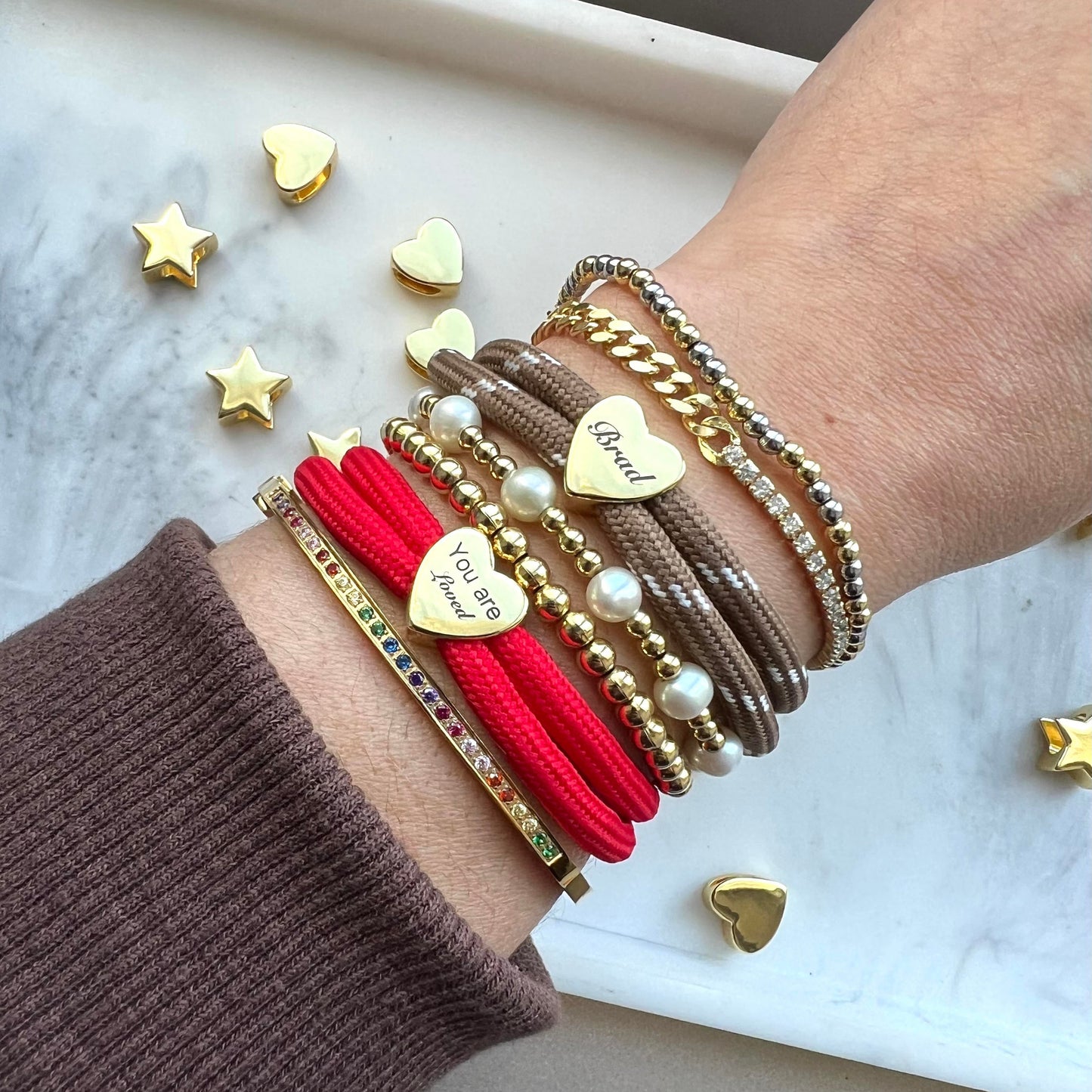 Custom Heart Adjustable Cord Bracelet