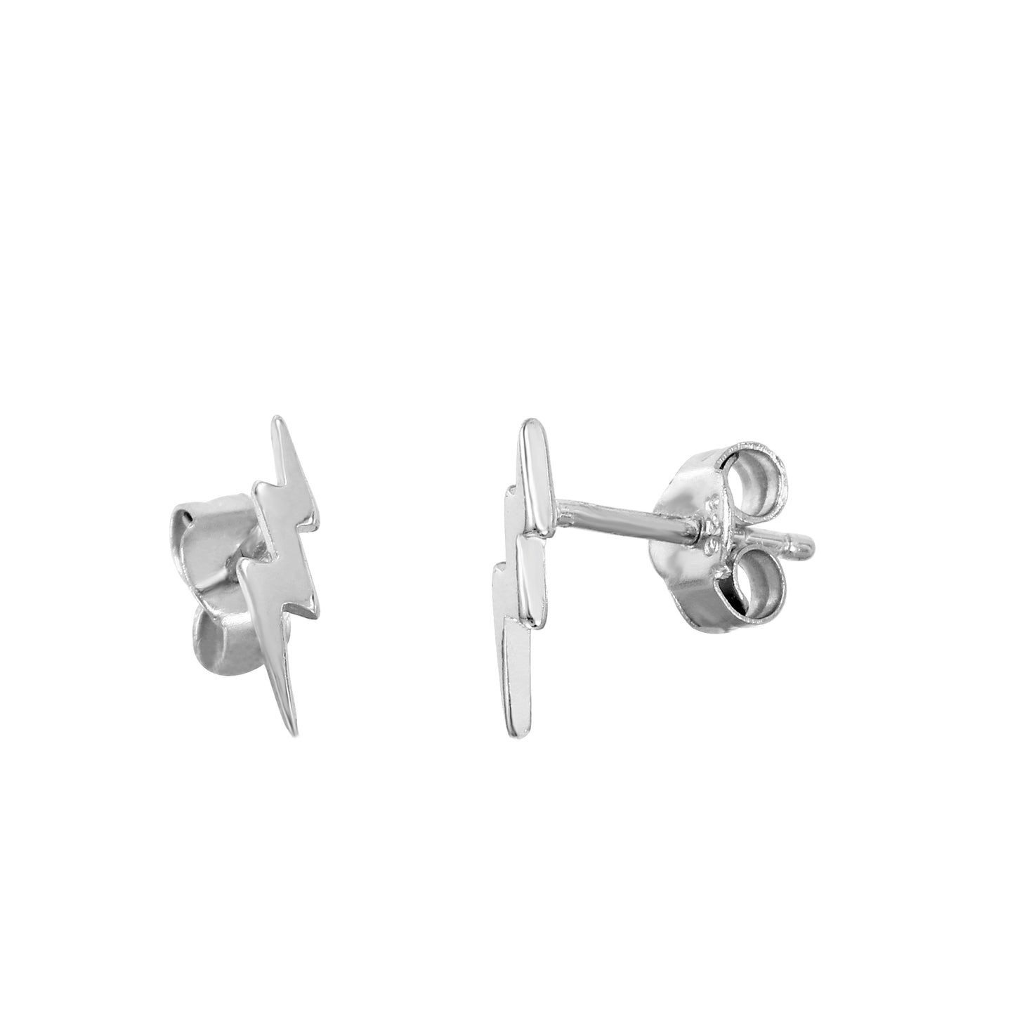 Tiny Plain Thunderbolt Earrings