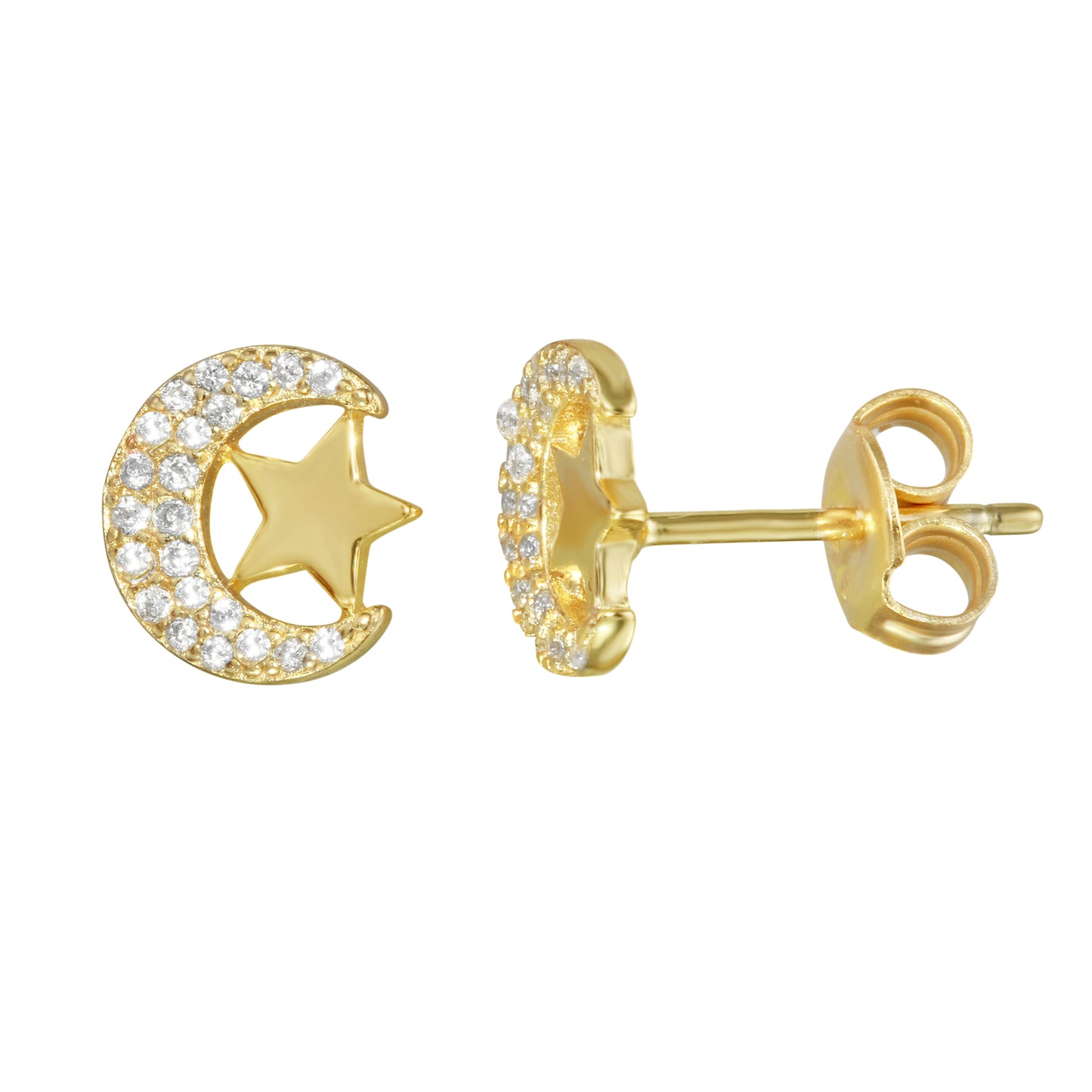Moon and Star Studs Earrings