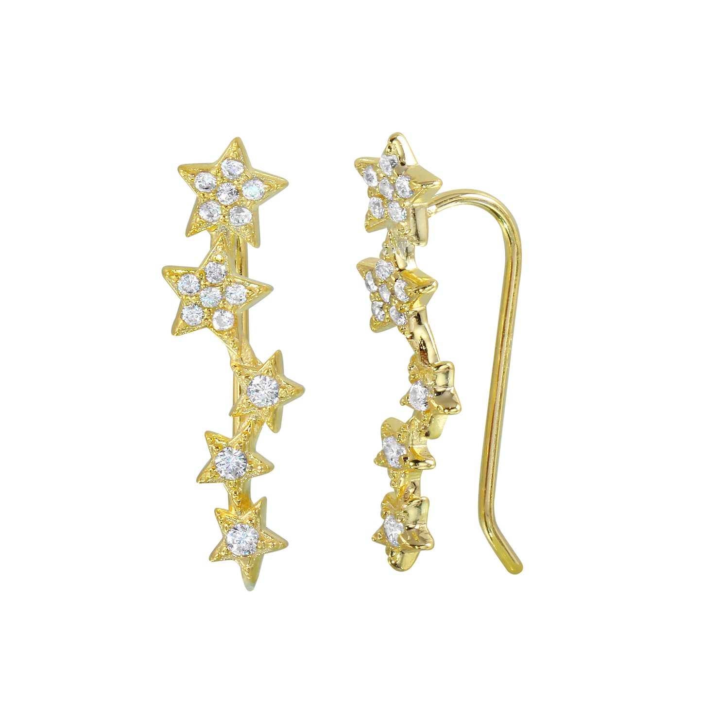 CZ Stars Ear climbers