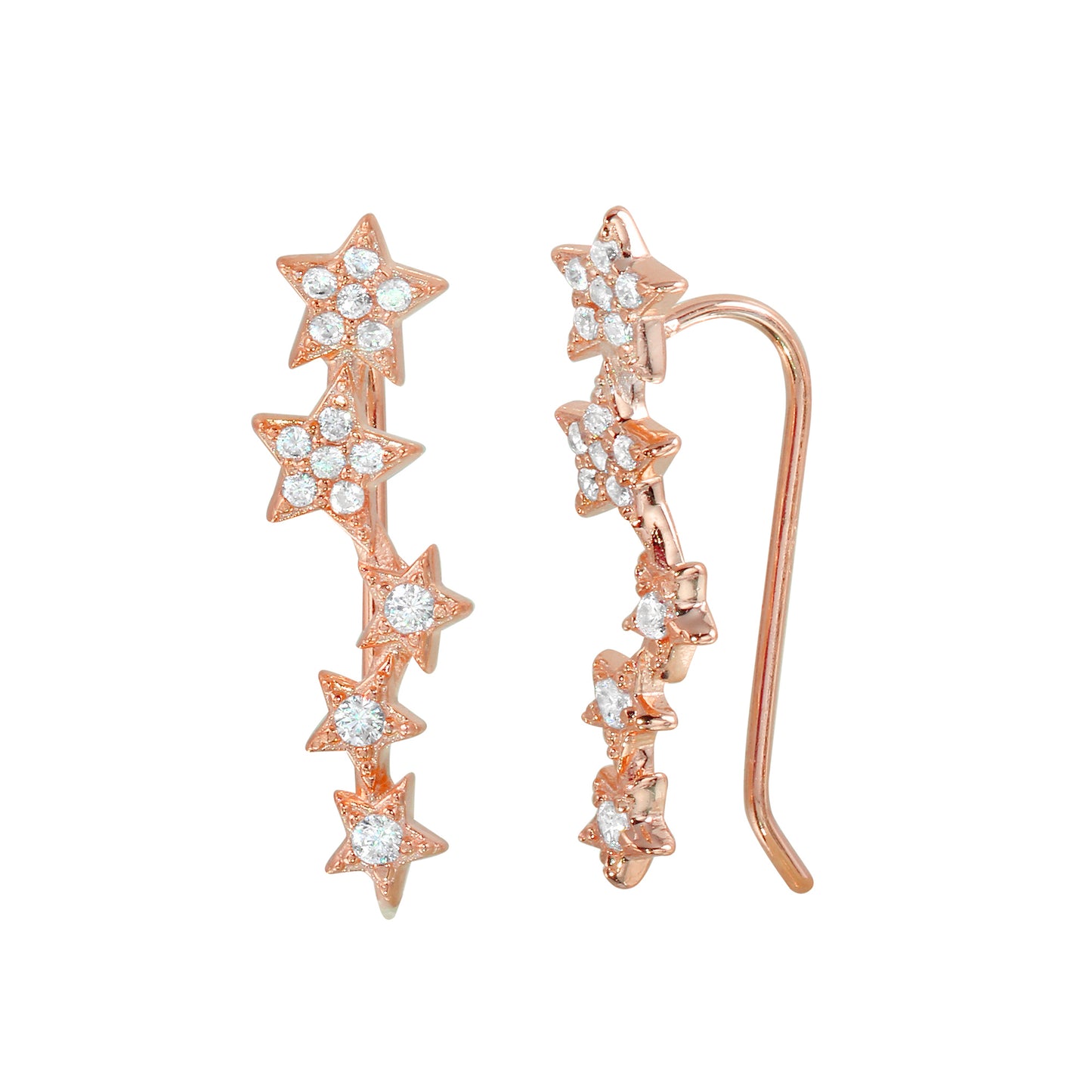 CZ Stars Ear climbers