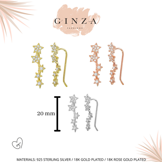 CZ Stars Ear climbers