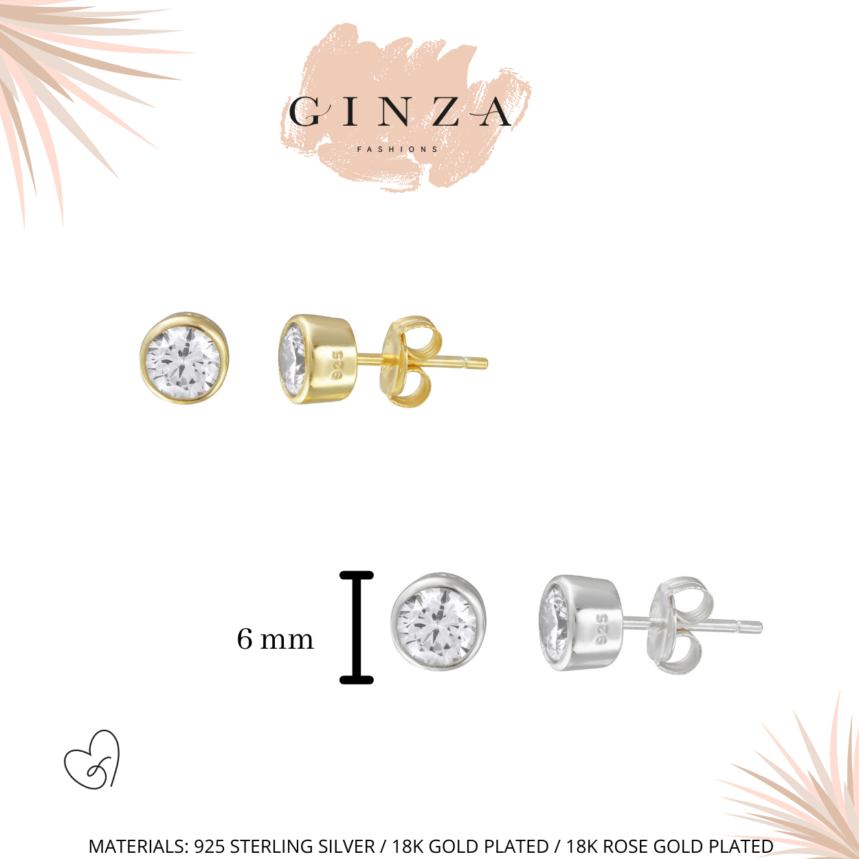 Mini Solitary CZ Stud Earrings