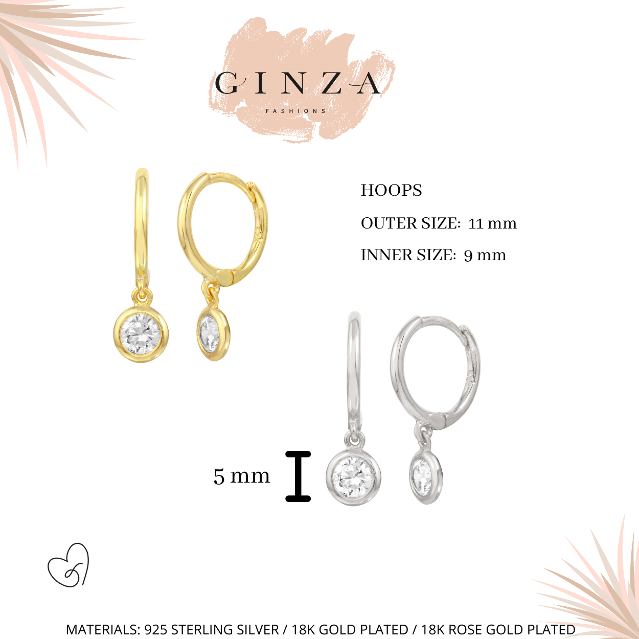 Dainty Dangling Bezel CZ Huggie