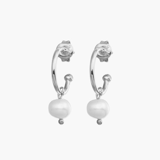 Dangling Pearl Huggie Earring