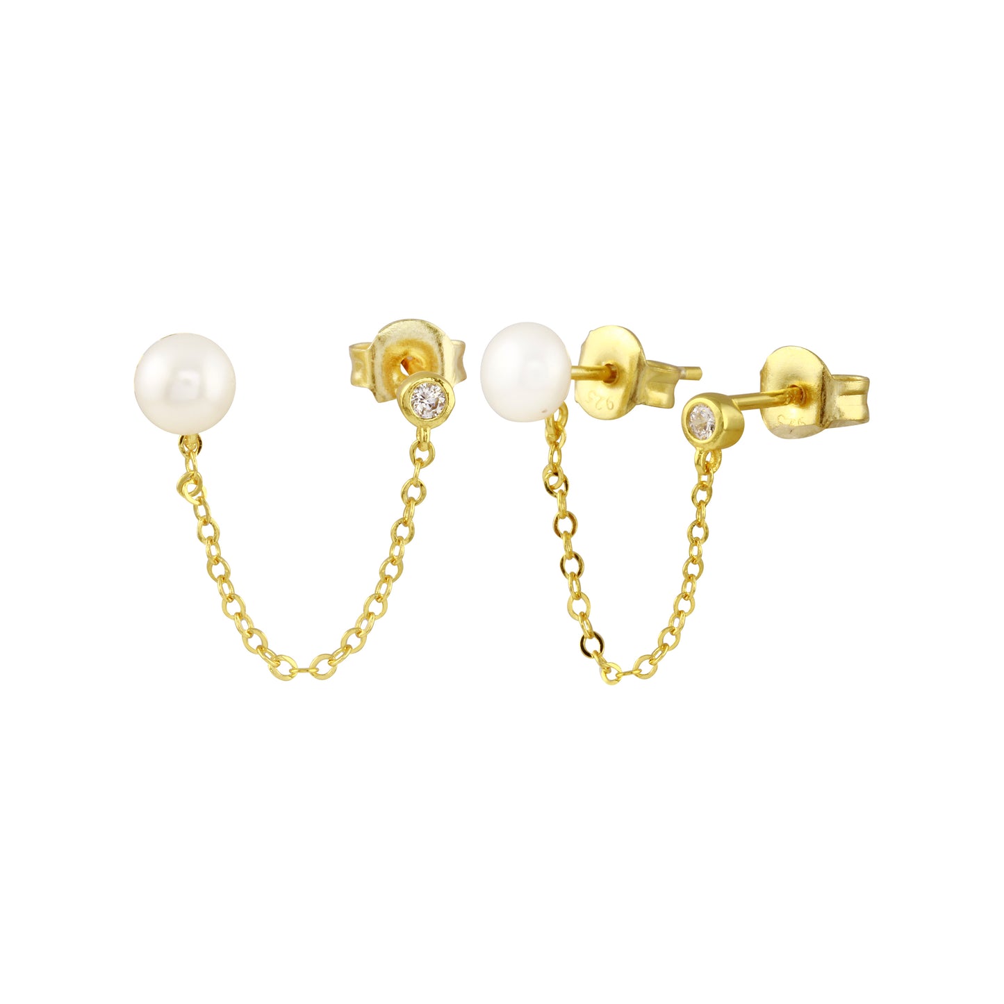 Pearl x Stud Chain Earring