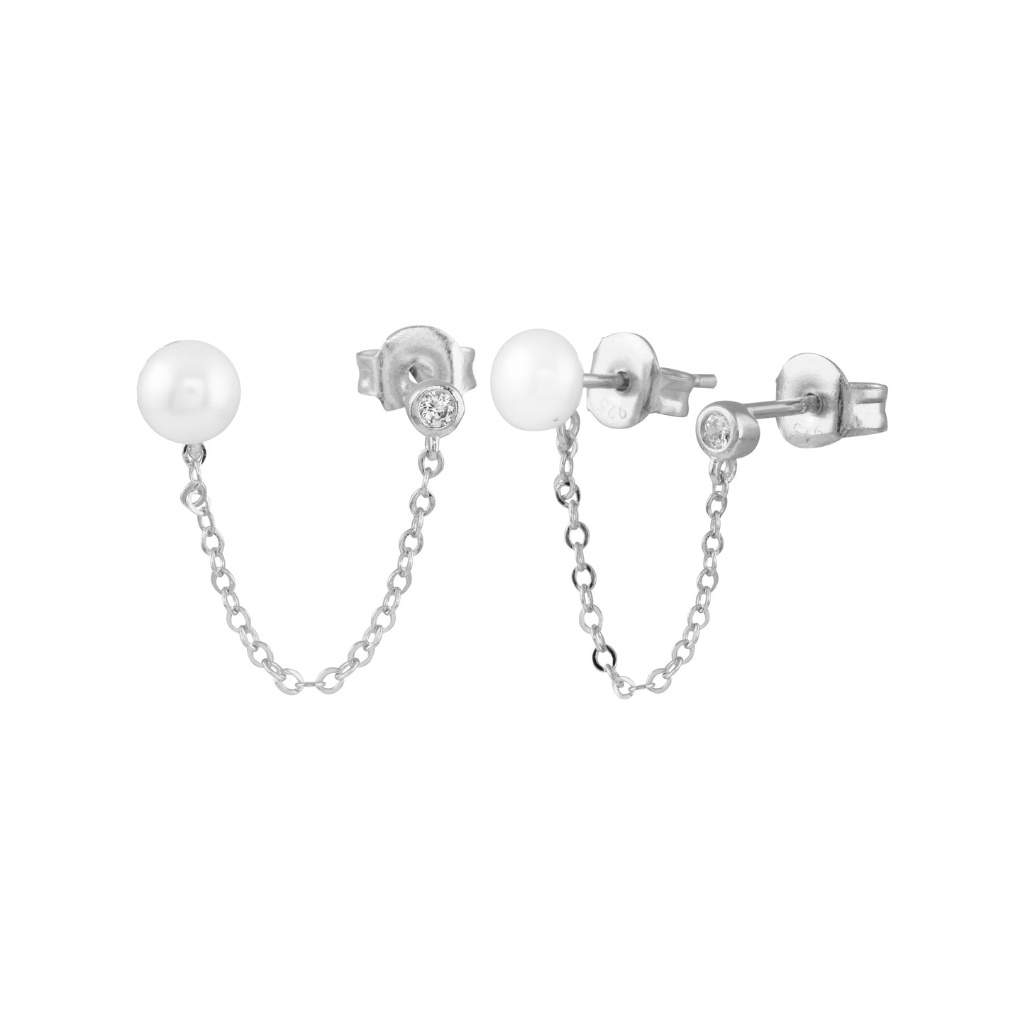Pearl x Stud Chain Earring