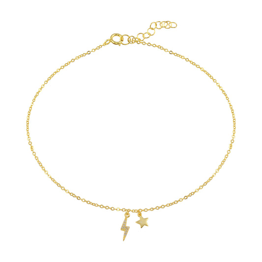 Lightning bolt and Star anklet