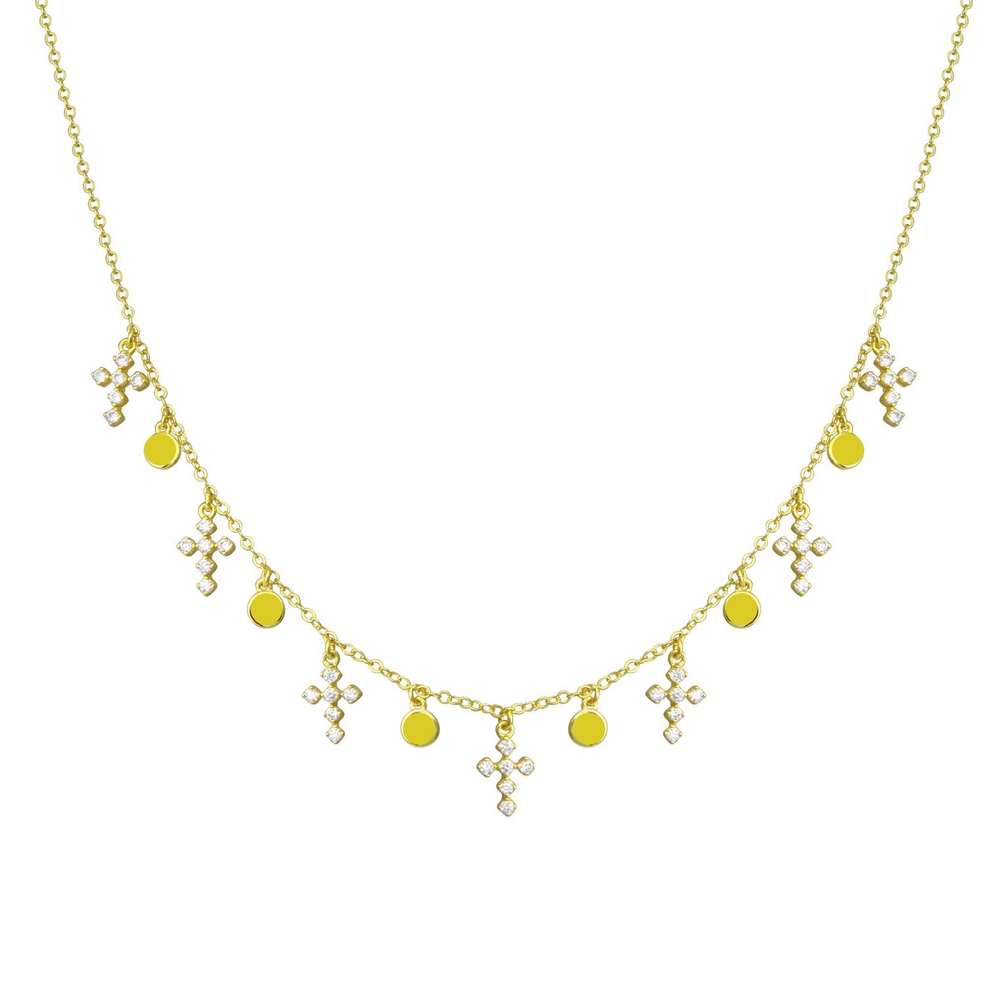 Dangling Multi Cross Necklace
