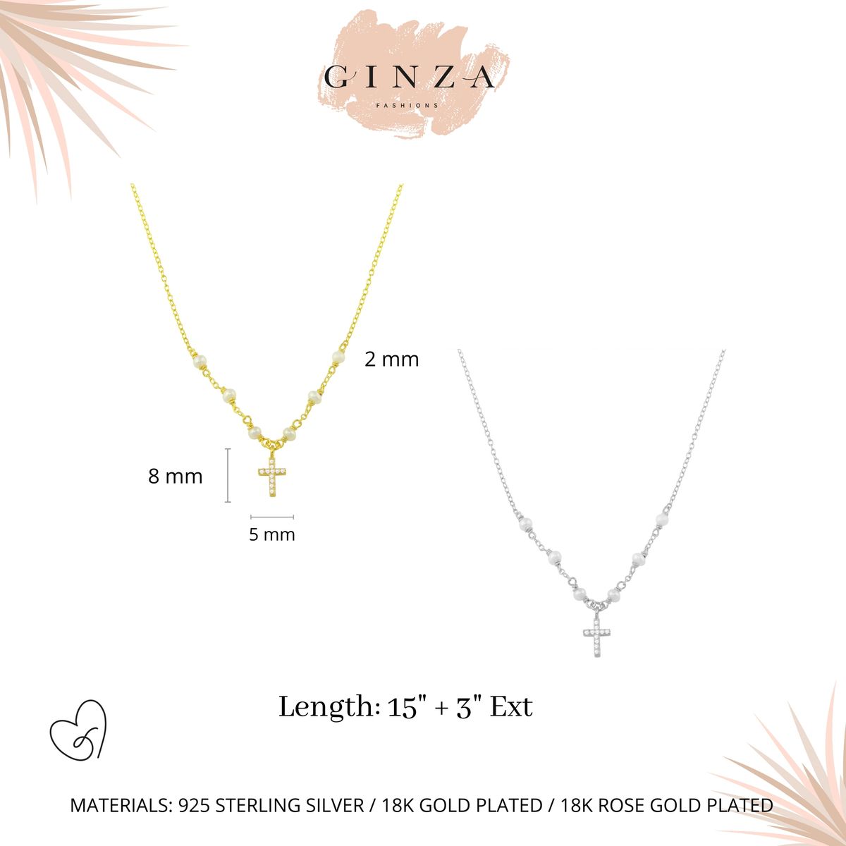 Cross with pearls Necklace