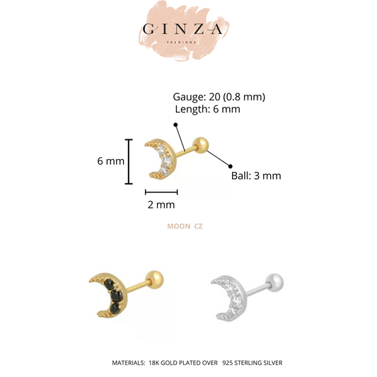 Tiny Moon CZ Piercing