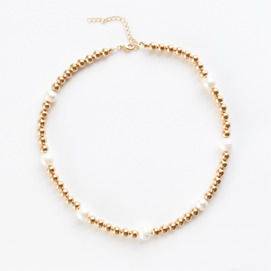 Large Beaded Ball & Pearl Choker
