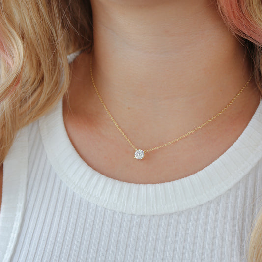 Solitary Square CZ Necklace