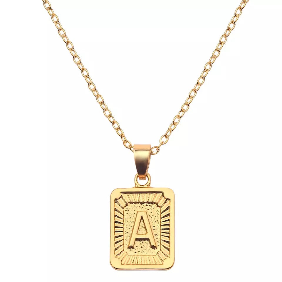 Square Initial Necklace
