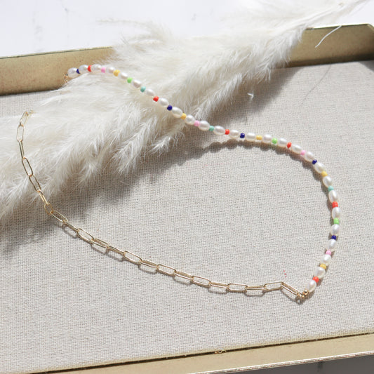 Half & Half Color Pop Pearl Choker