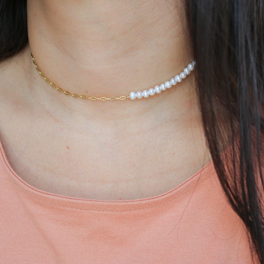 Half & Half Pearl Choker