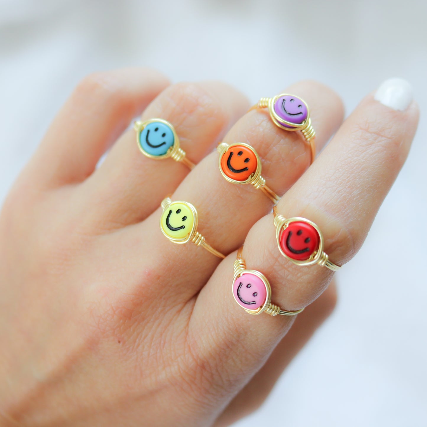 Color Smiley  Face Ring