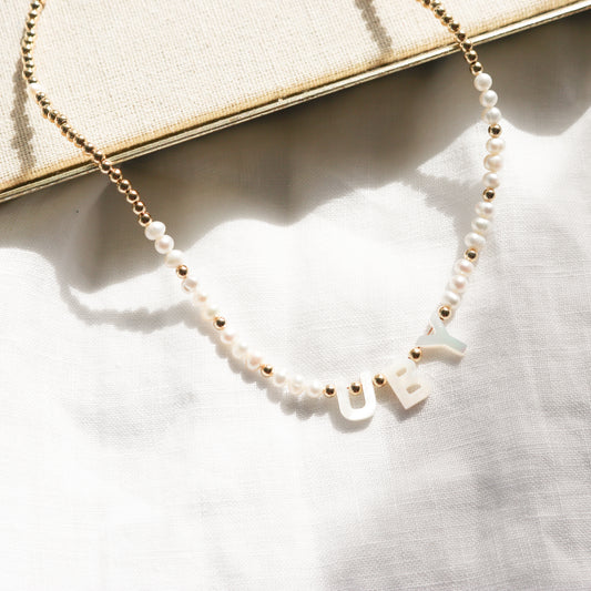 Custom Nacre Initial Necklace