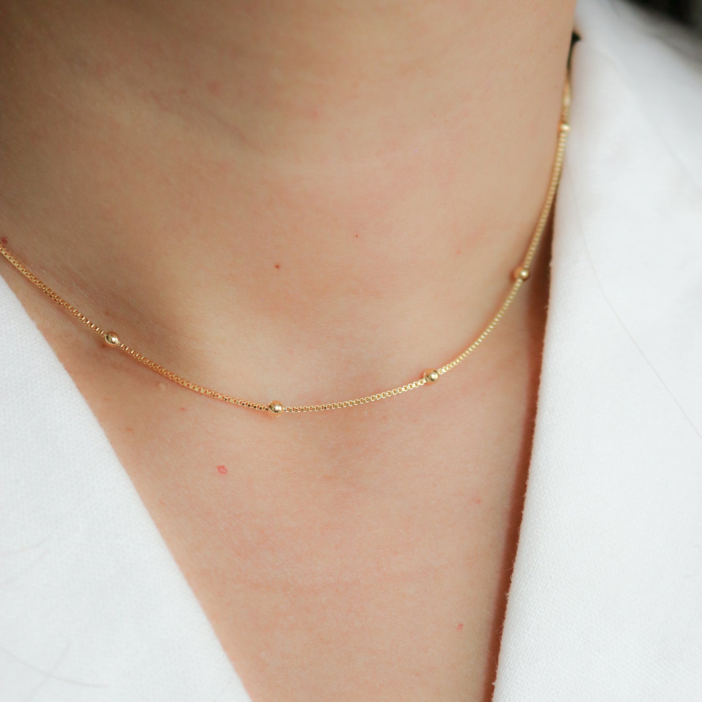 Dainty Satellite Box Chain Necklace