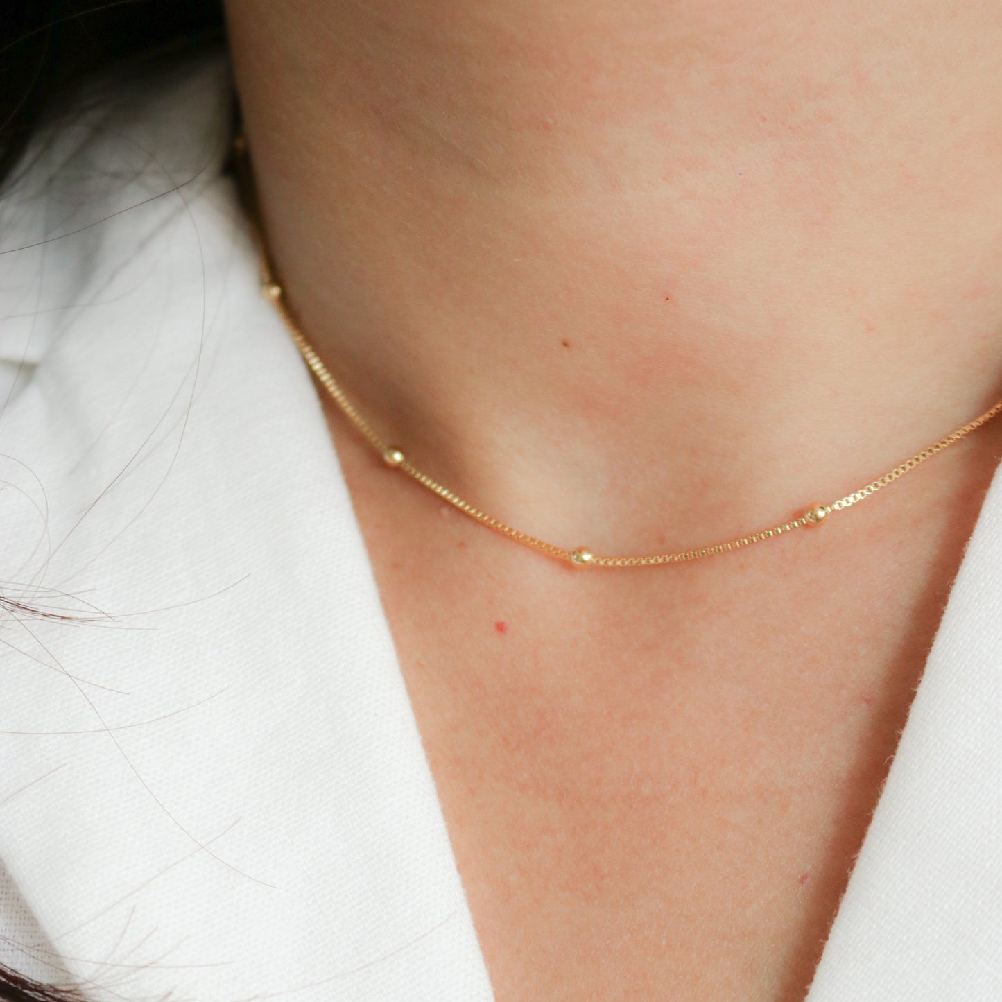 Dainty Satellite Box Chain Necklace