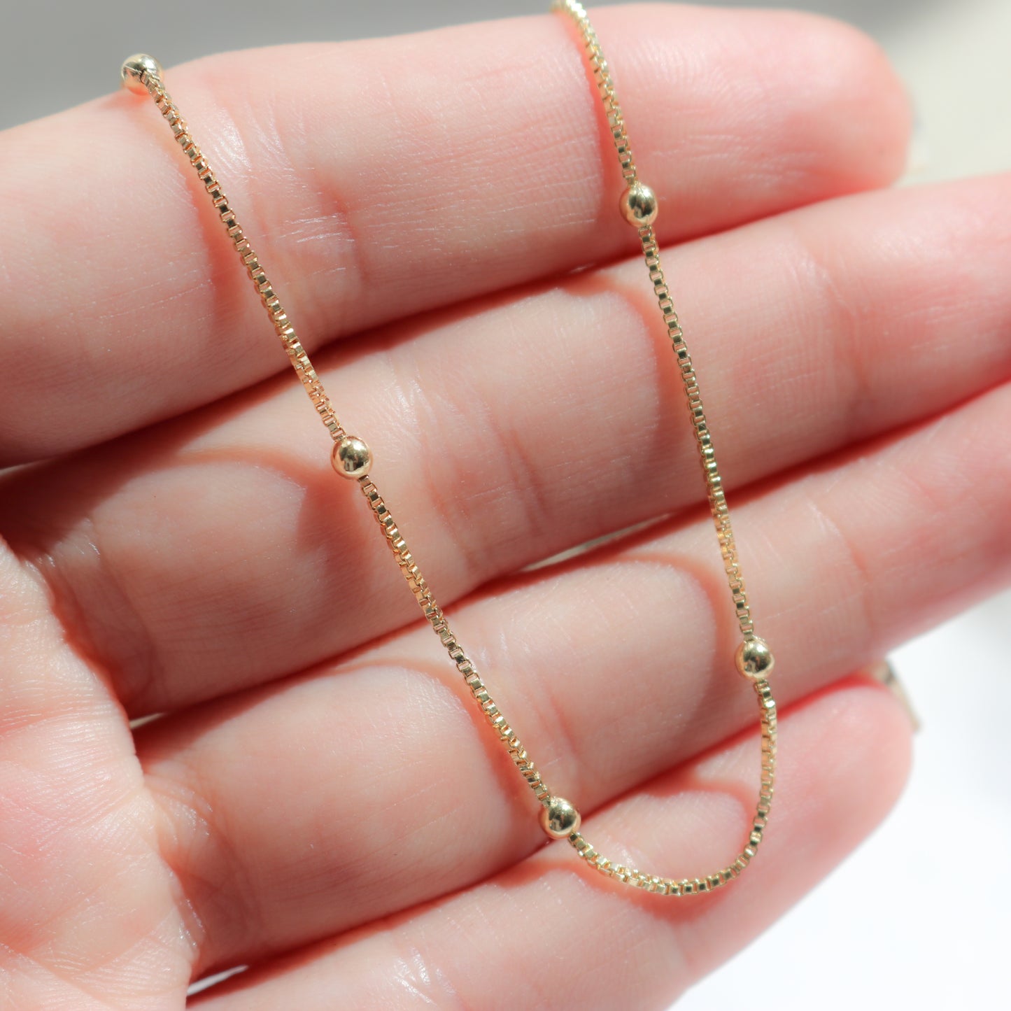 Dainty Satellite Box Chain Necklace