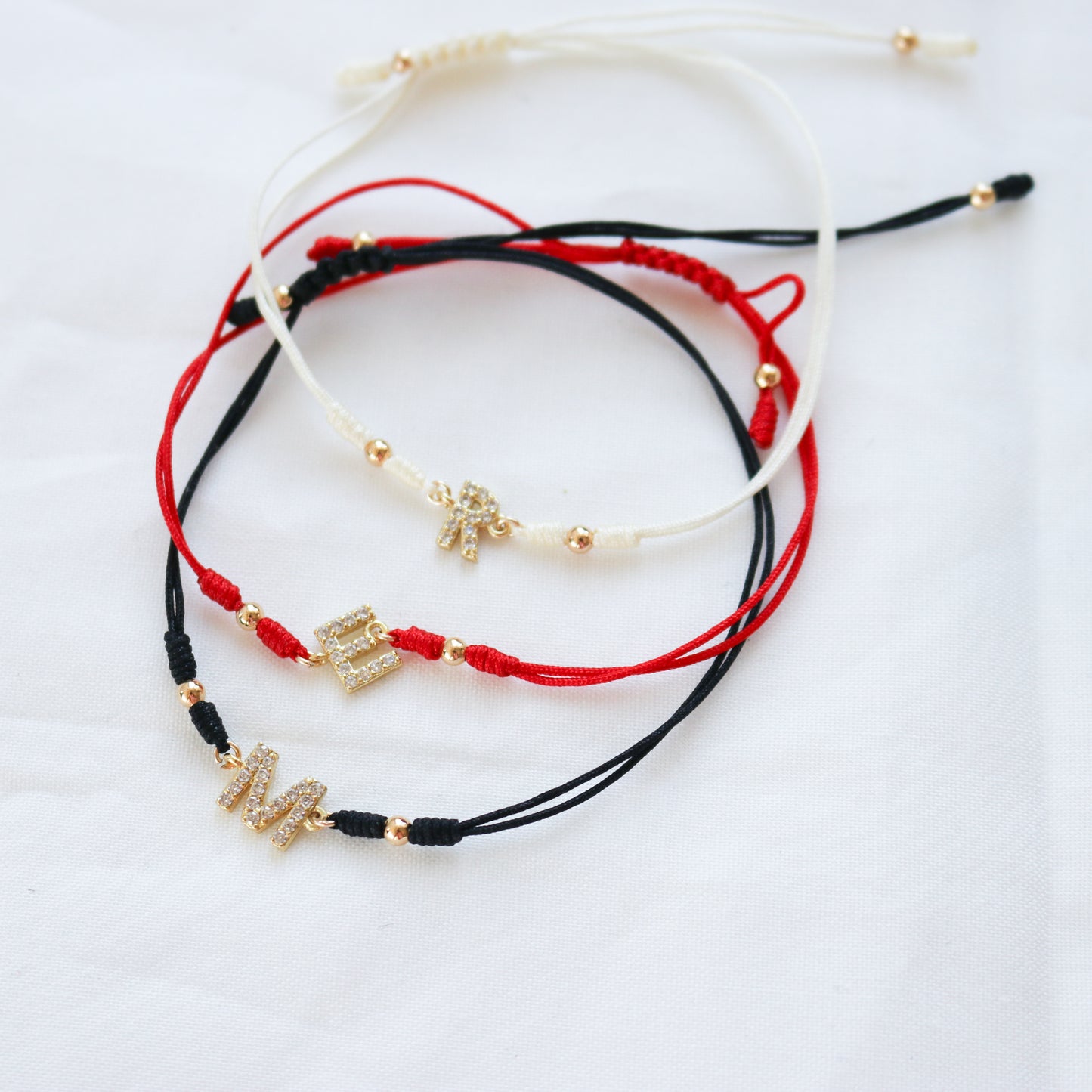 Letter Cotton Cord Bracelet