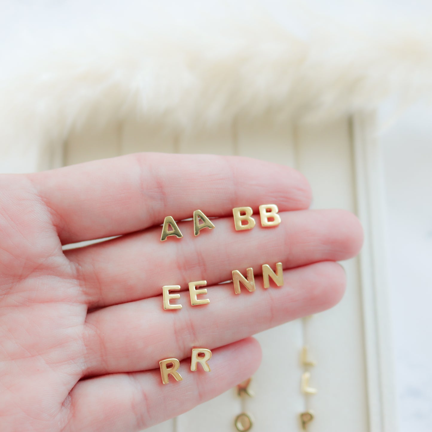 Tiny Initial Stud Earring