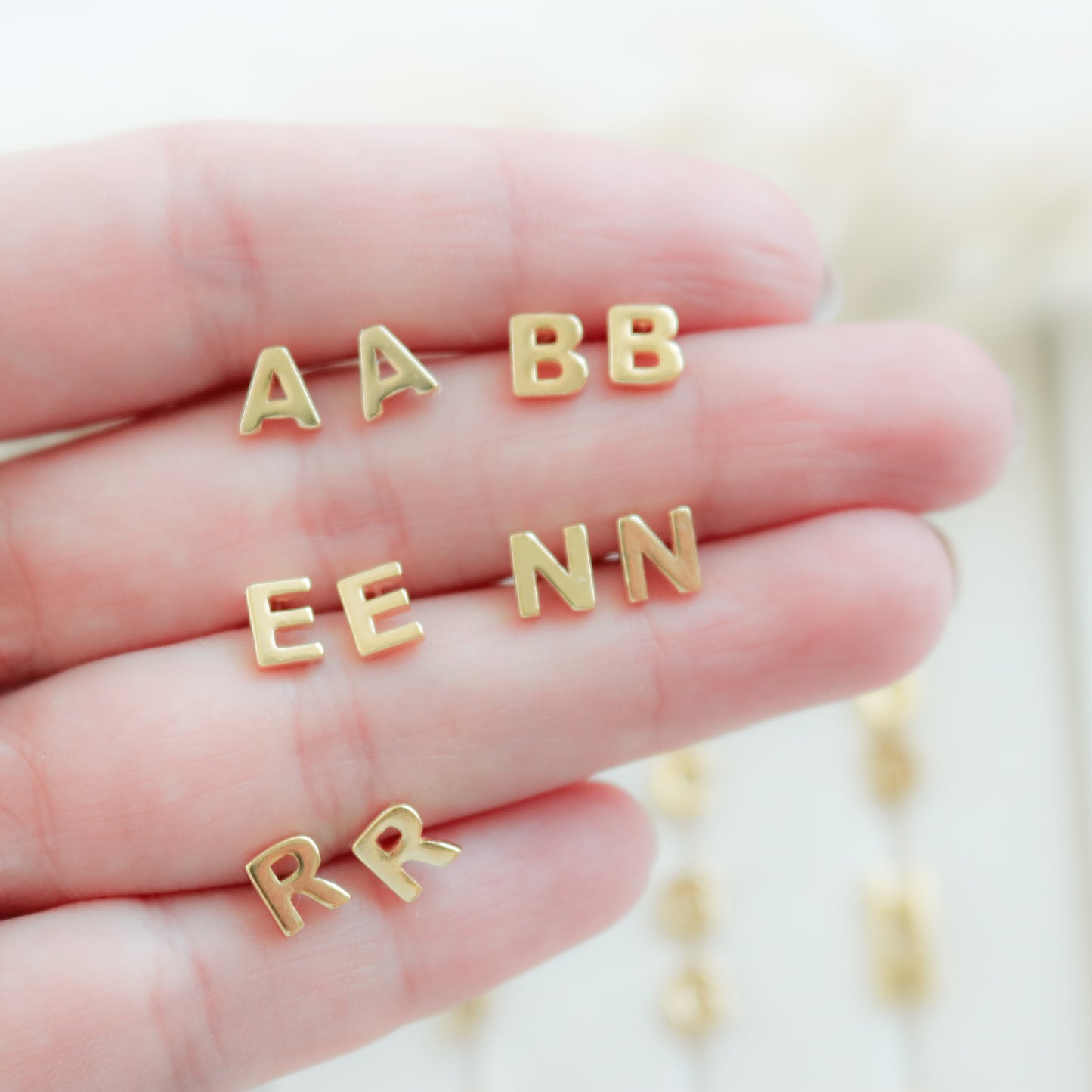 Tiny Initial Stud Earring