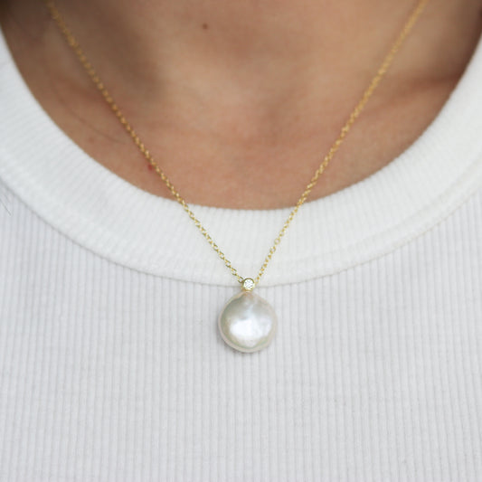 Pearl with Tiny CZ Accent Necklace