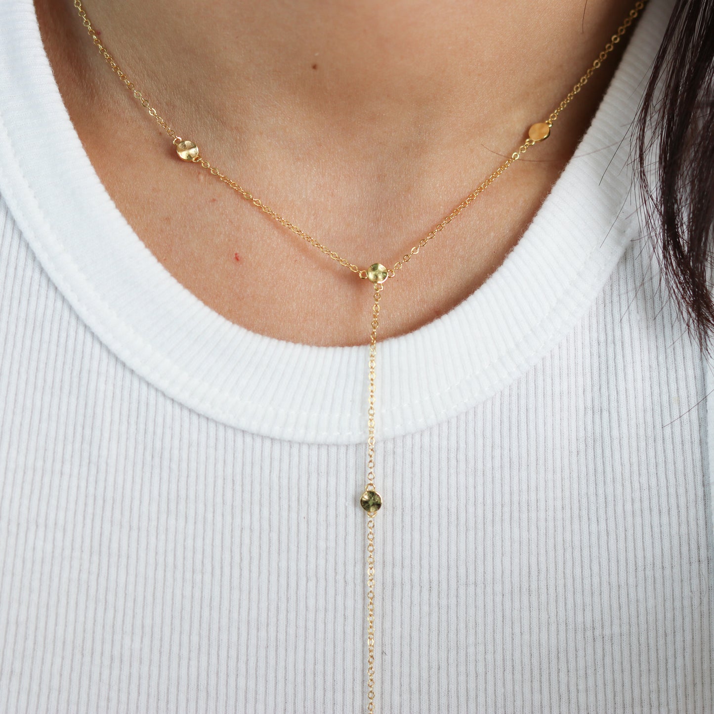 Dainty Coin Lariat Necklace