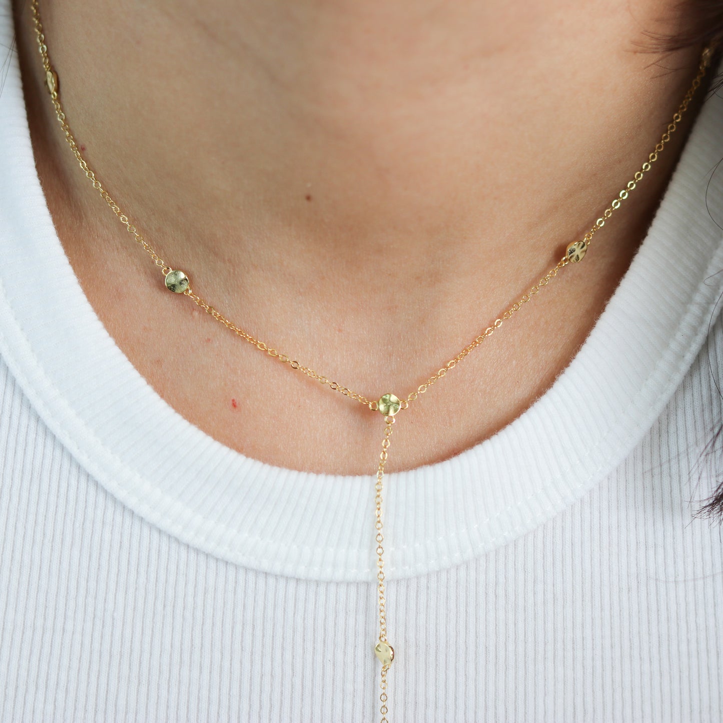 Dainty Coin Lariat Necklace