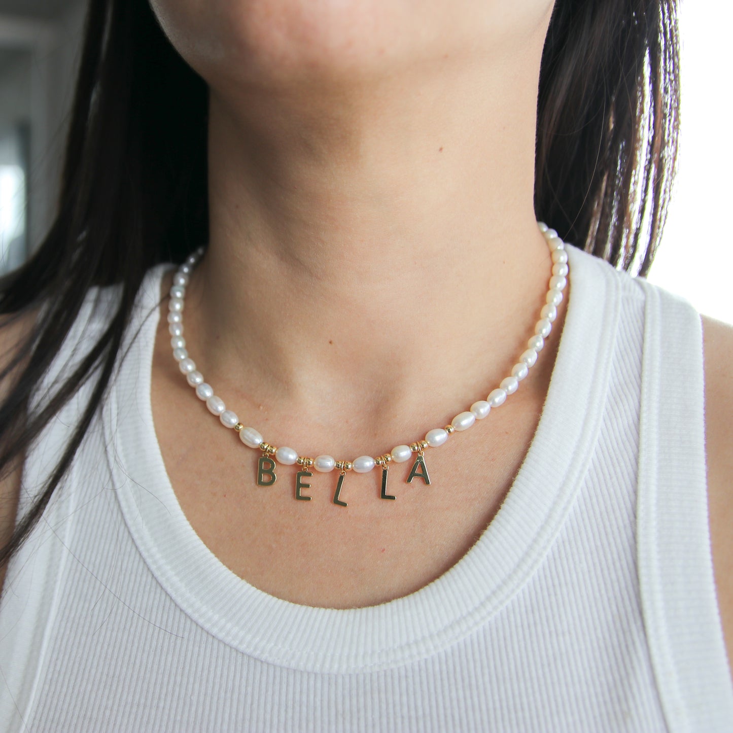 Custom Pearl Name Necklace