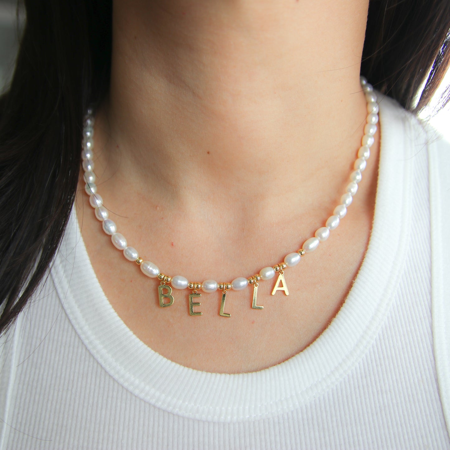Custom Pearl Name Necklace