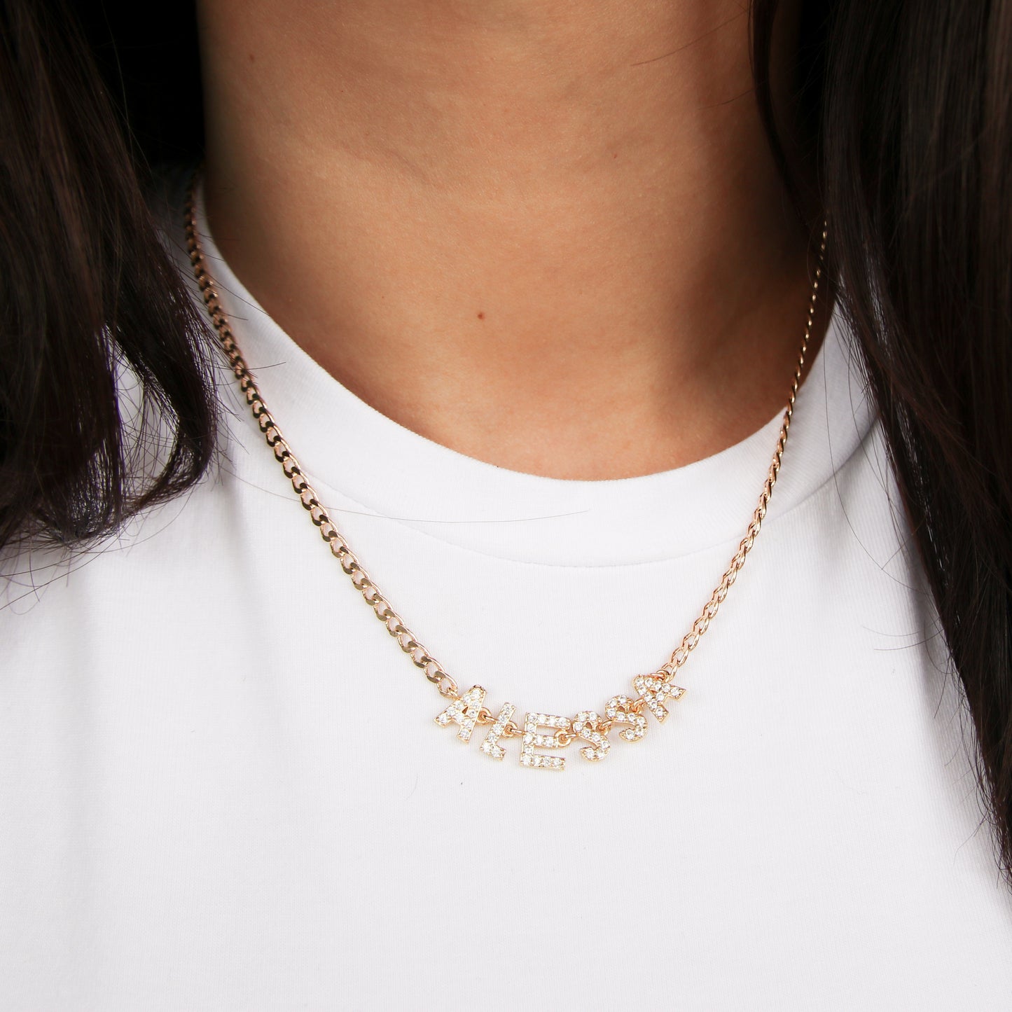 Pavé Name Curb Chain Necklace