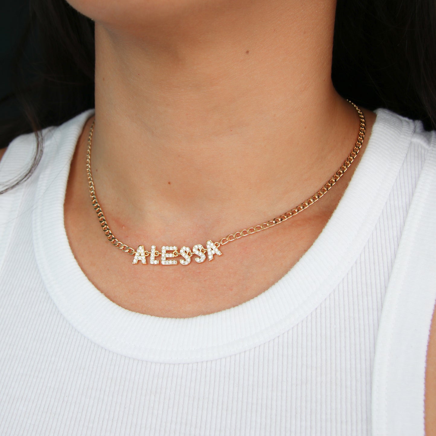 Pavé Name Curb Chain Necklace