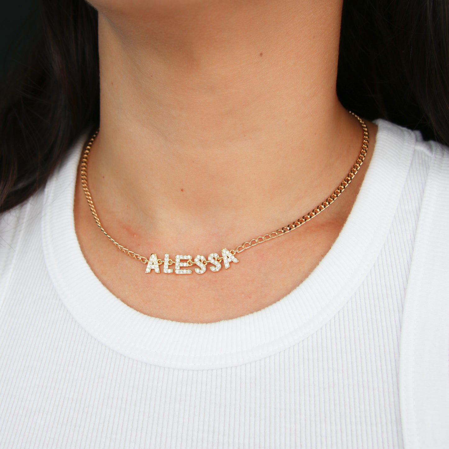 Pavé Name Curb Chain Necklace