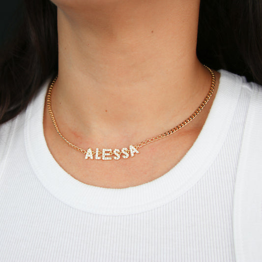 Pavé Name Curb Chain Necklace