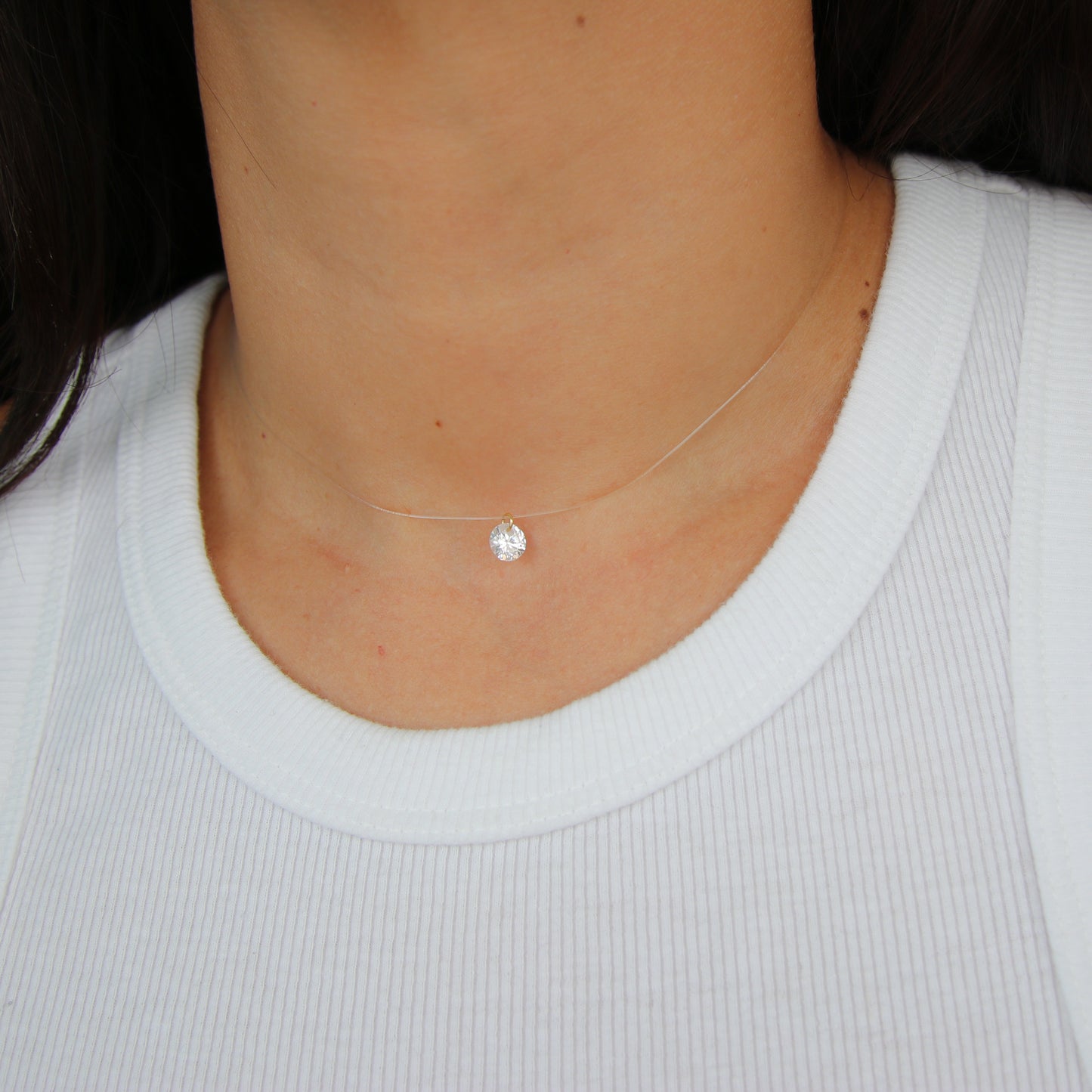 Solitaire Crystal Floating Illusion Necklace