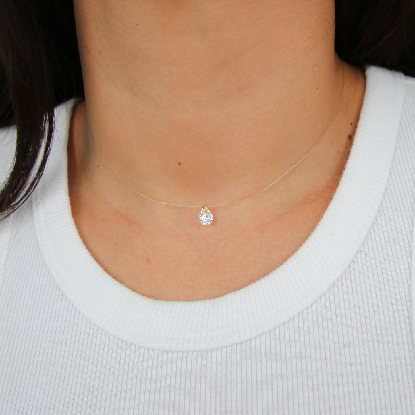 Solitaire Crystal Floating Illusion Necklace