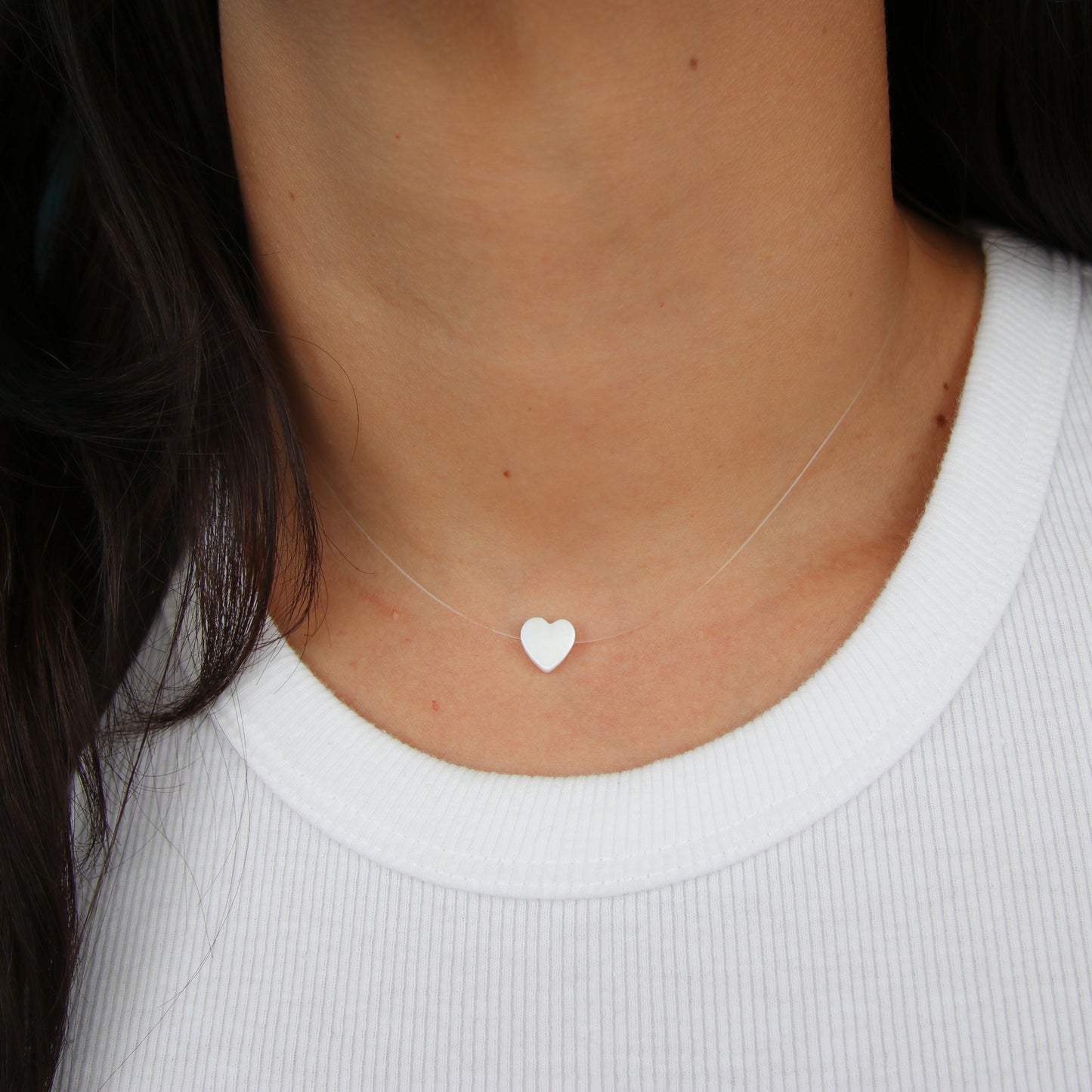 Nacre Heart Illusion Necklace