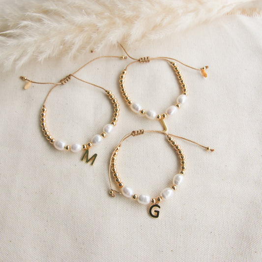 Initial X Pearls Bracelet