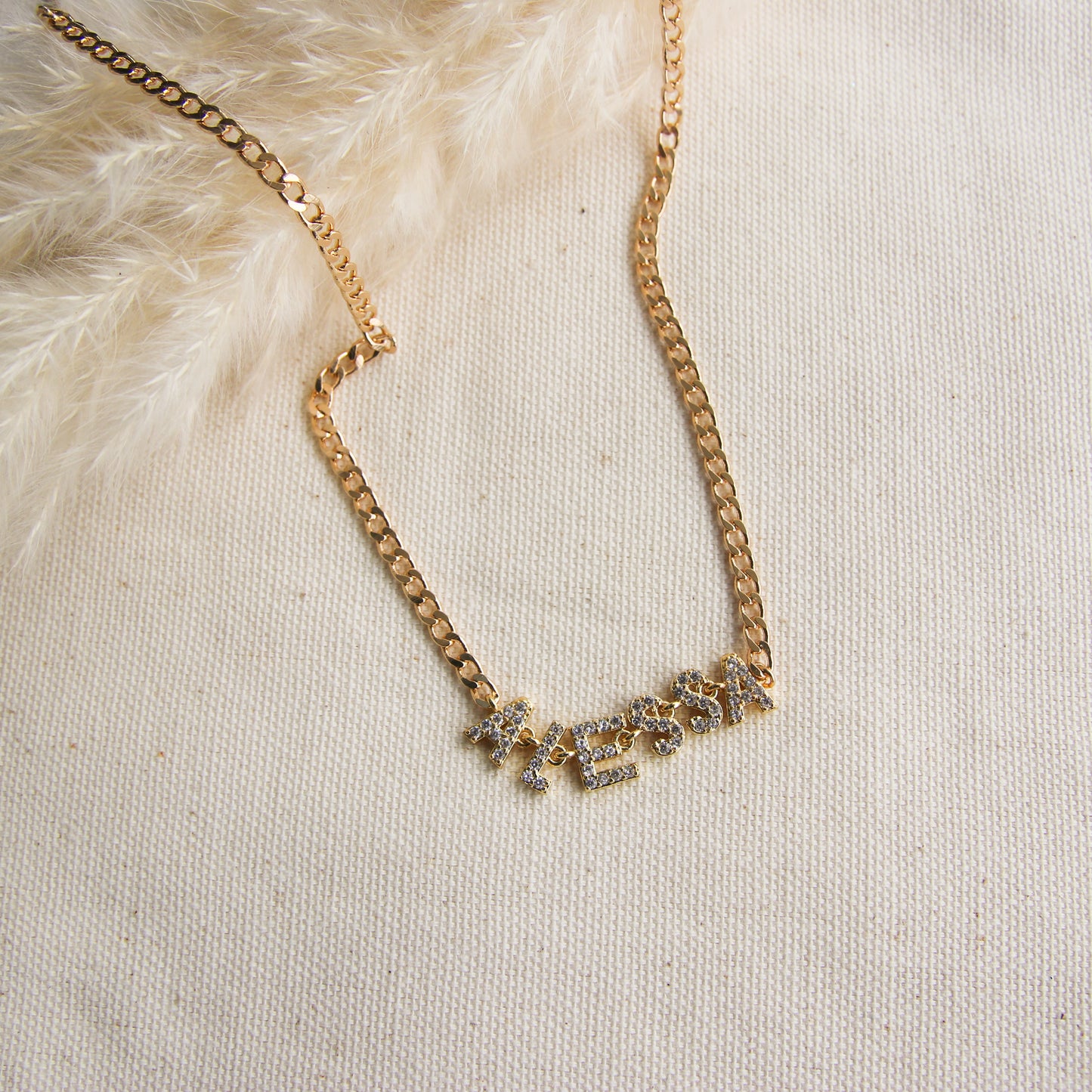 Pavé Name Curb Chain Necklace