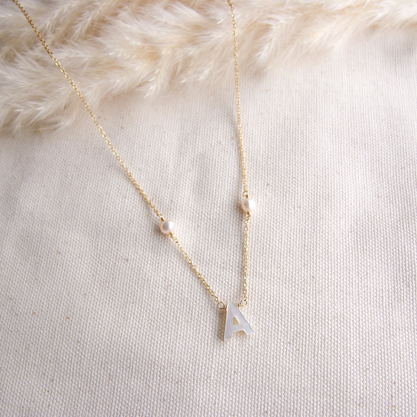Nacre Initial & Pearls Necklace