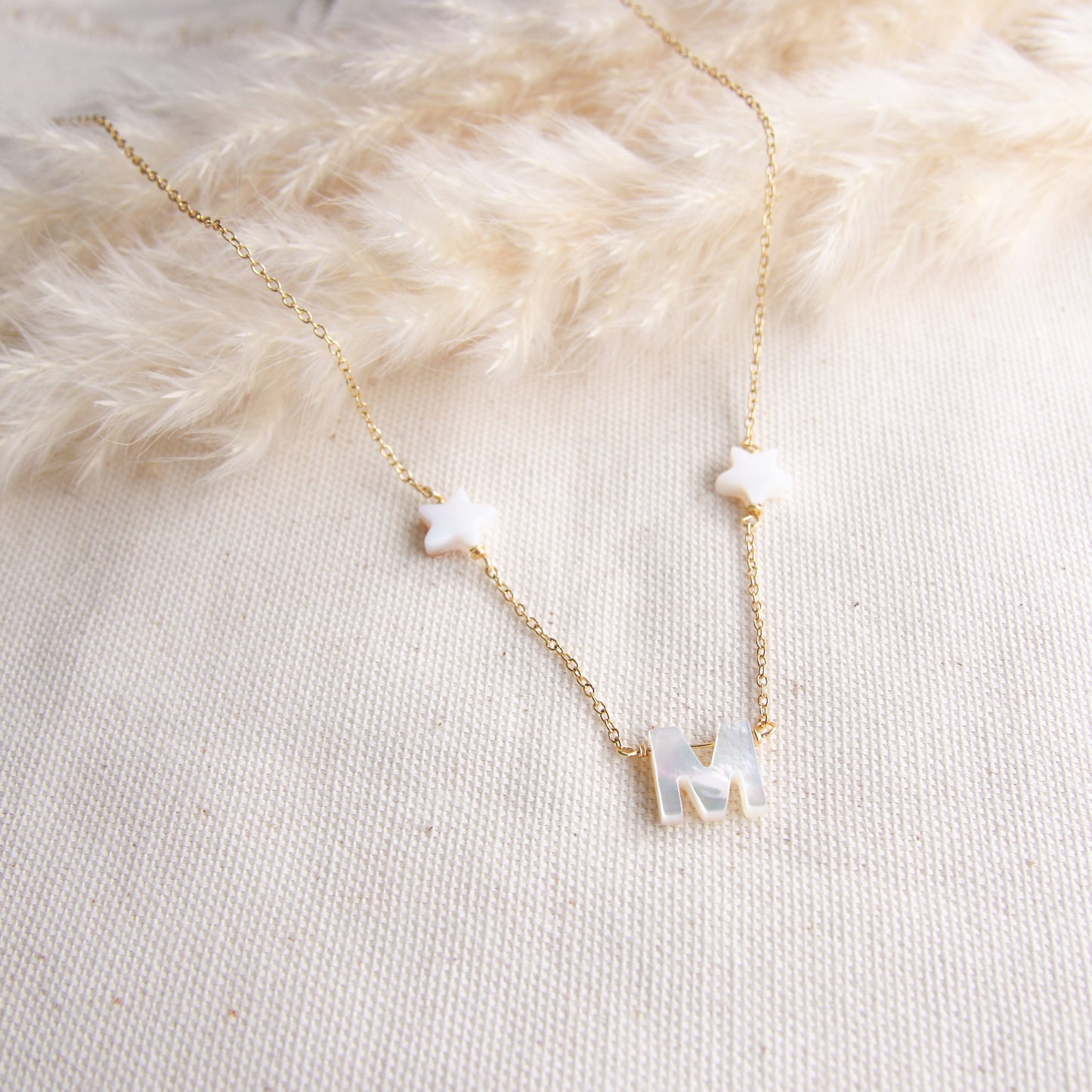 Nacre Initial & Stars Necklace