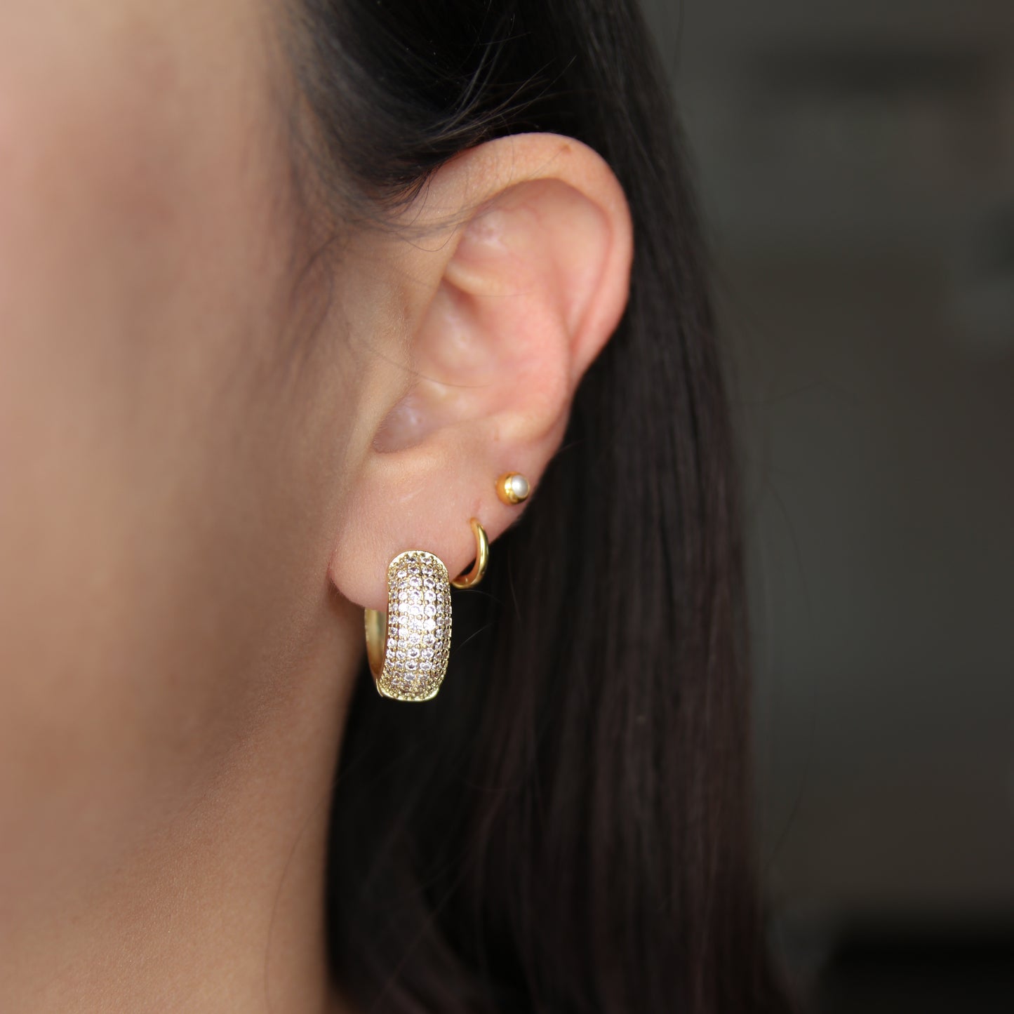 Pave Chunky Hoop Earring