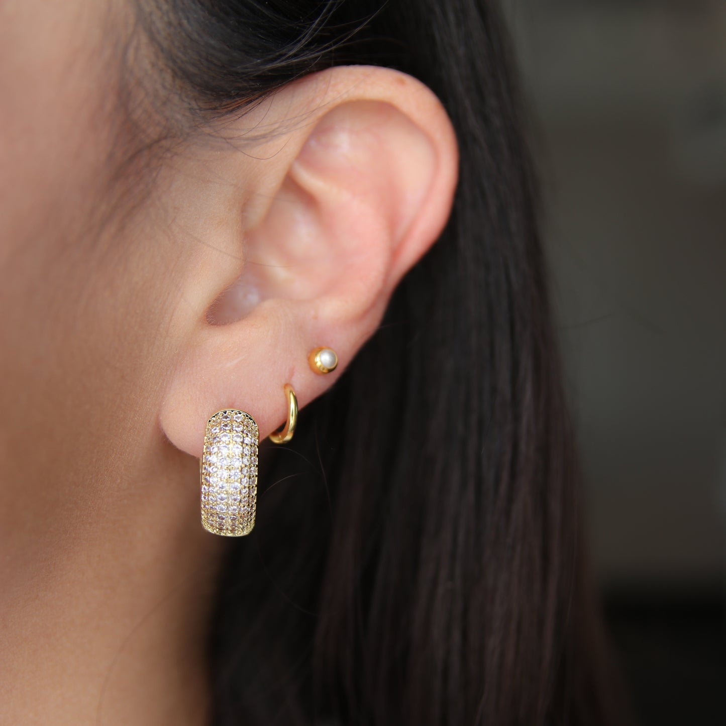 Pave Chunky Hoop Earring