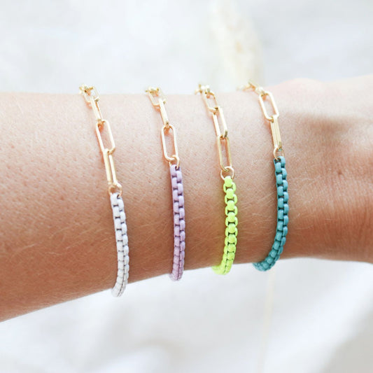 Mix Neon and paperclip Chain Bracelet