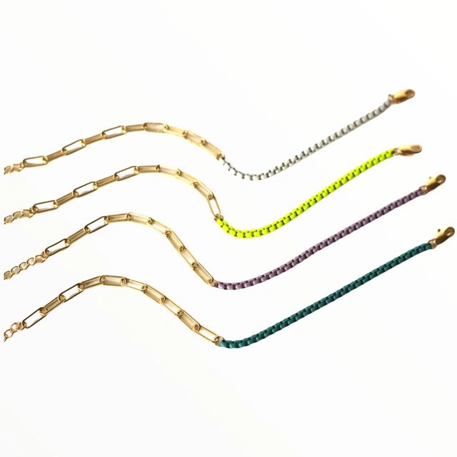 Mix Neon and paperclip Chain Bracelet