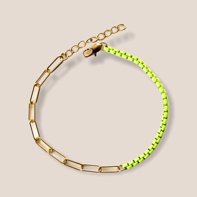Mix Neon and paperclip Chain Bracelet