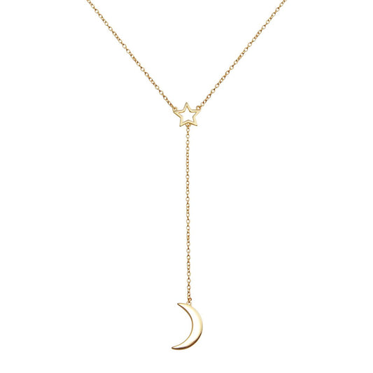 Moon and Star Y-Necklace